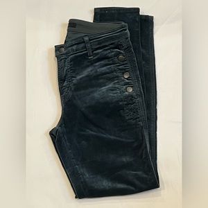 J Beand High rise dark green, velvet skinny jeans.  worn once